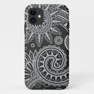 Abstract Black and Grey Floral Pattern iPhone 11 Case