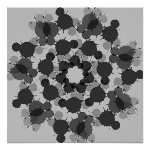 Abstract black and grey flower design poster