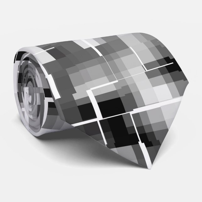 Abstract Black and Grey Tie (Rolled)