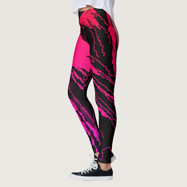 Abstract Black and Pink Leggings (Left)