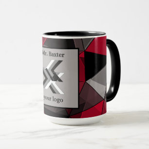 Abstract, black and red,  monogram, logo mug