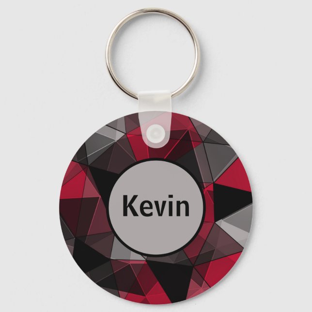 Abstract, black and red, triangle, geometric, blac keychain (Front)