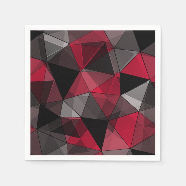 Abstract, black and red, triangle, geometric, blac napkin (Front)