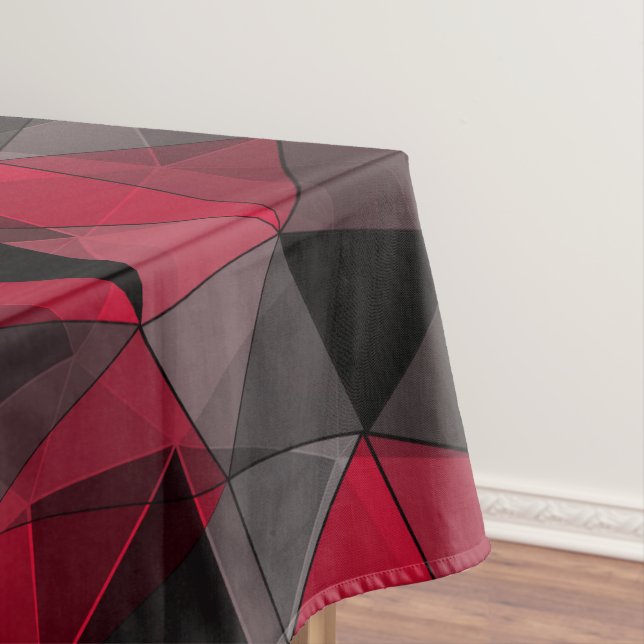 Abstract, black and red, triangle, geometric, blac tablecloth (In Situ)