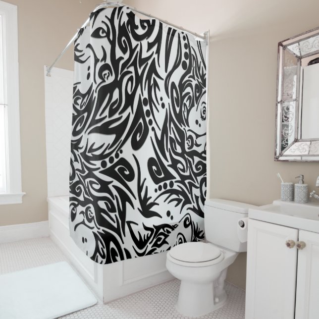 Abstract Black and Silver Tribal Wolf (In Situ)