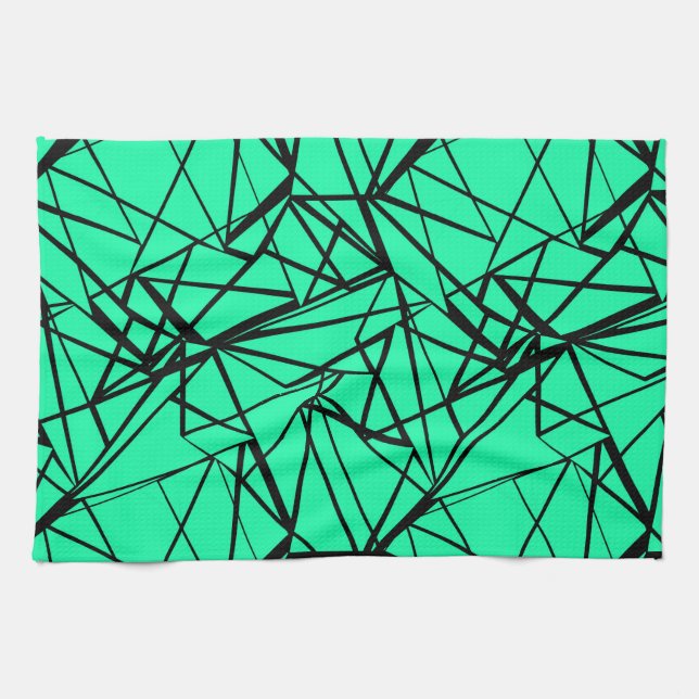 Abstract black and turquoise kitchen towel (Horizontal)
