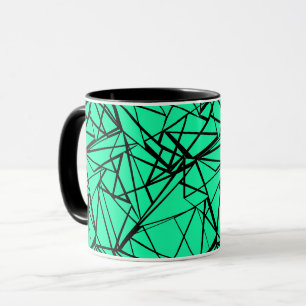 Abstract black and turquoise mug