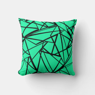 Abstract black and turquoise throw pillow