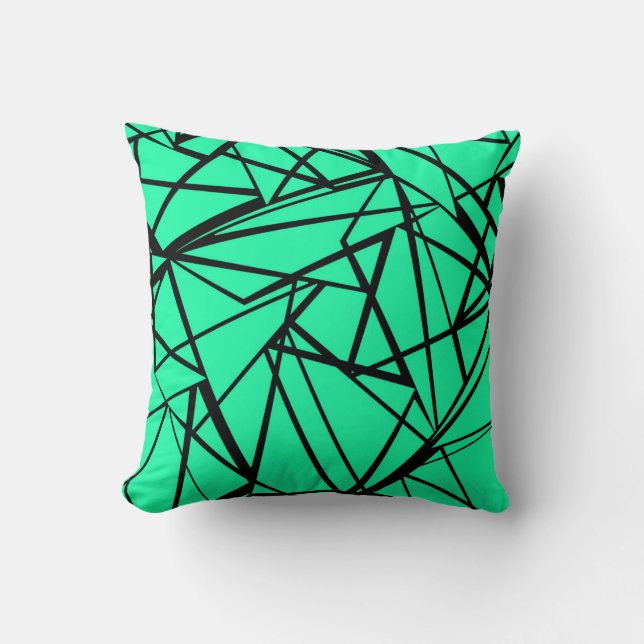 Abstract black and turquoise throw pillow (Front)