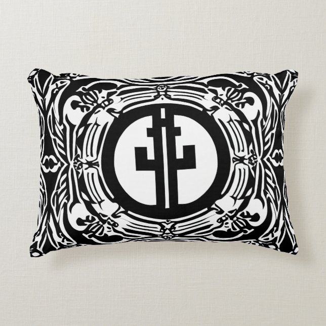 Abstract Black and White Accent Pillow (Front)
