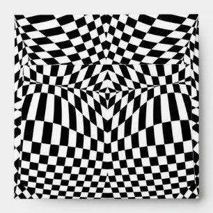 Abstract black and white chequered pattern envelopes