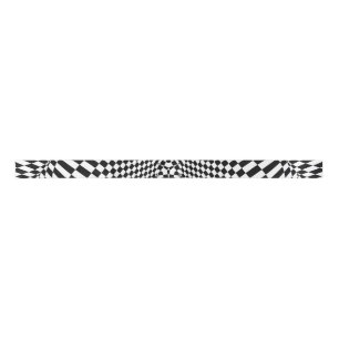 Abstract black and white chequered pattern satin ribbon