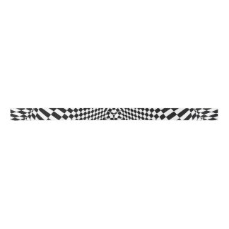 Abstract black and white chequered pattern satin ribbon