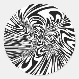 abstract  Black and white Classic Round Sticker