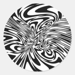 abstract  Black and white Classic Round Sticker