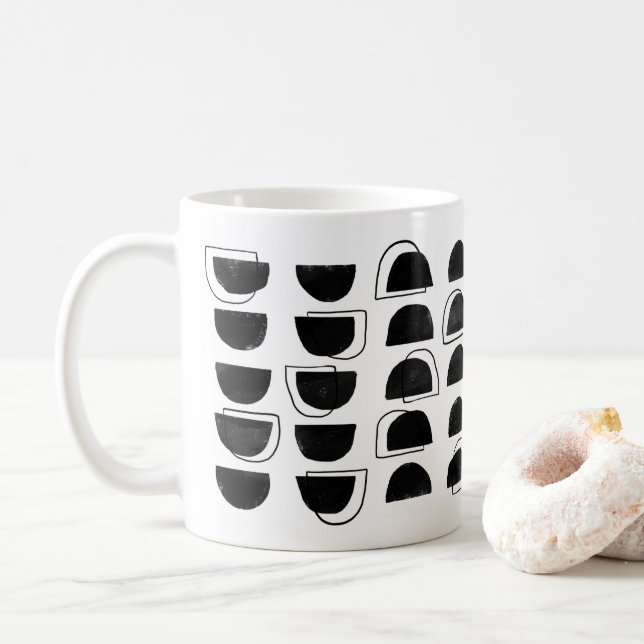 Abstract Black and White Coffee Mug (With Donut)