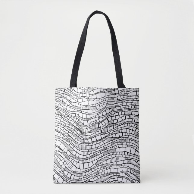 Abstract Black and White Design Tote Bag (Front)