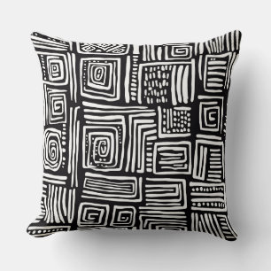 Abstract Black and White Geometric Line Pattern 2 Throw Pillow