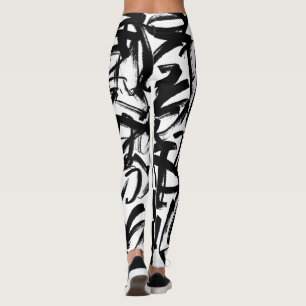 Abstract Black and White Leggings
