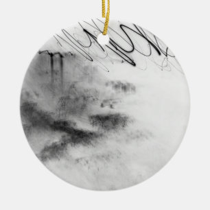 Abstract Black and White Light Trails Long Exposur Ceramic Ornament