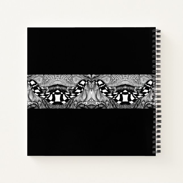 ' Abstract black and white line tangle Notebook (Back)