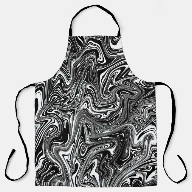 Abstract Black and White Liquid Marble Apron (Front)