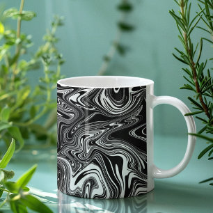 Abstract Black and White Liquid Marble Coffee Mug