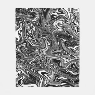 Abstract Black and White Liquid Marble Fleece Blanket