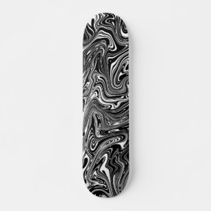Abstract Black and White Liquid Marble Pattern Skateboard