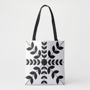 Abstract Black and White Mandala Floral Pattern Tote Bag