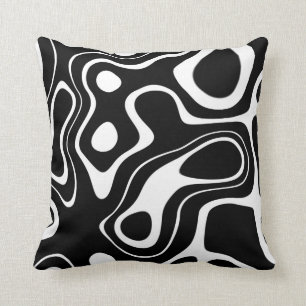 Abstract Black and White Masks Throw Pillow