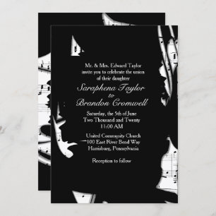 Abstract Black and White Music Wedding Invitation