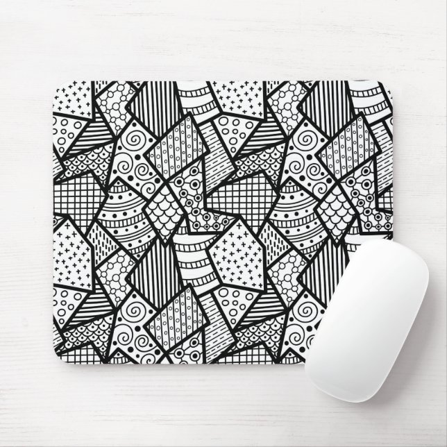 Abstract Black and white Pattern Art Mouse Pad (With Mouse)