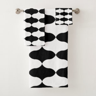 Abstract Black and White Pattern Bath Towel Set