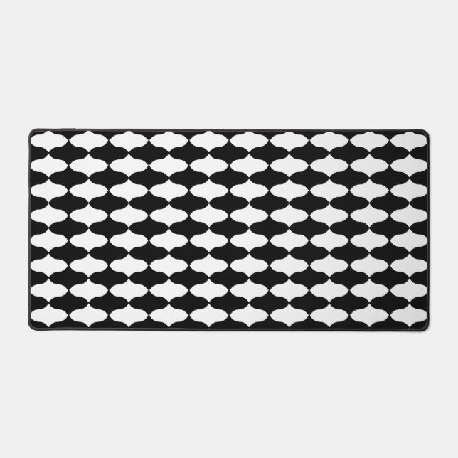 Abstract Black and White Pattern Desk Mat (Front)
