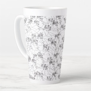 Abstract black and white pattern with repeating, s latte mug