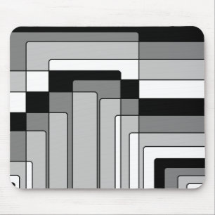 Abstract Black and White Rectangles Mouse Pad
