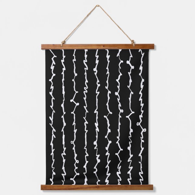 Abstract Black and White Scribbles Hanging Tapestry (Front)