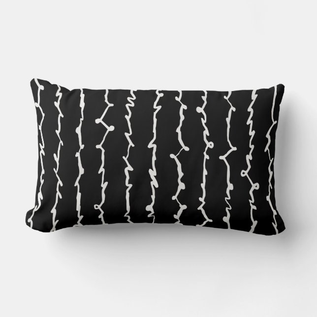 Abstract Black and White Scribbles Lumbar Pillow (Front)