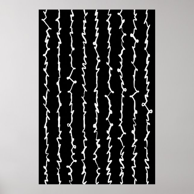 Abstract Black and White Scribbles Poster (Front)