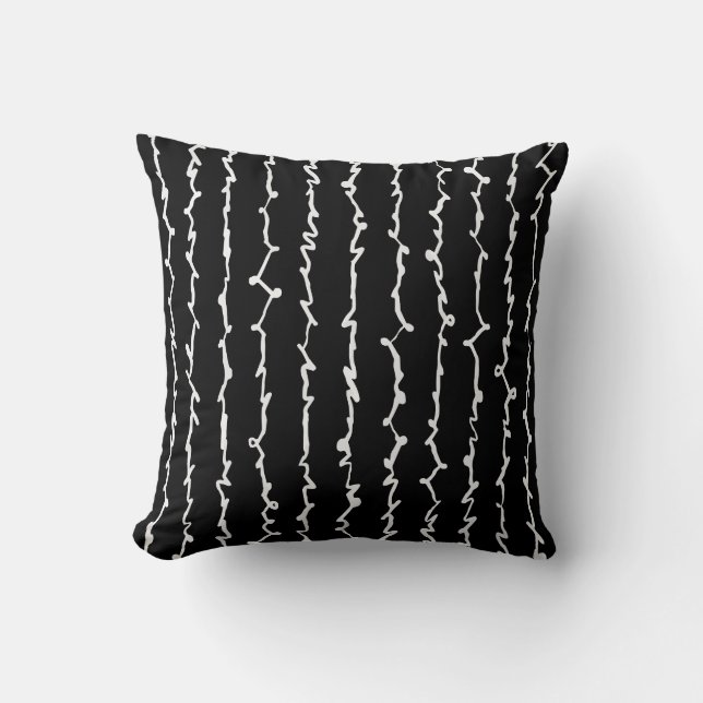 Abstract Black and White Scribbles Throw Pillow (Front)