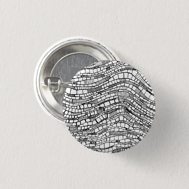 Abstract Black and White Shapes Design Button Pin (Front & Back)