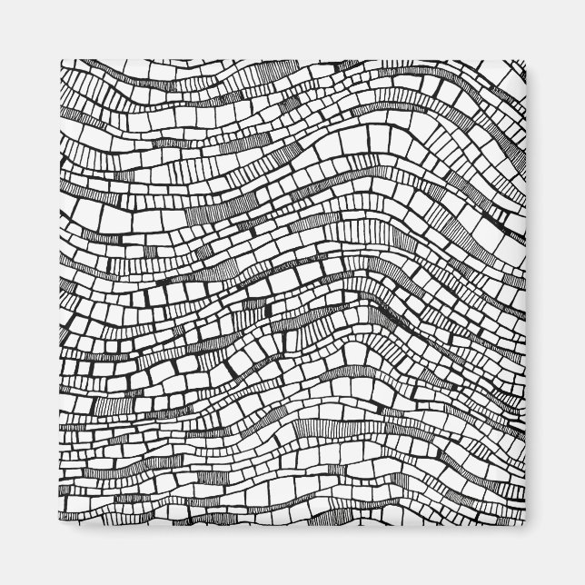 Abstract Black and White Shapes Design Magnet (Front)