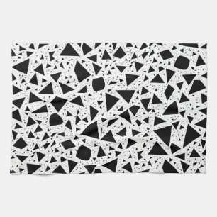 Abstract Black and White Shapes Pattern Kitchen Towel