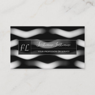 Abstract black and white shapes structure monogram business card