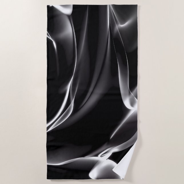 Abstract Black and White Smoke Beach Towel (Front)