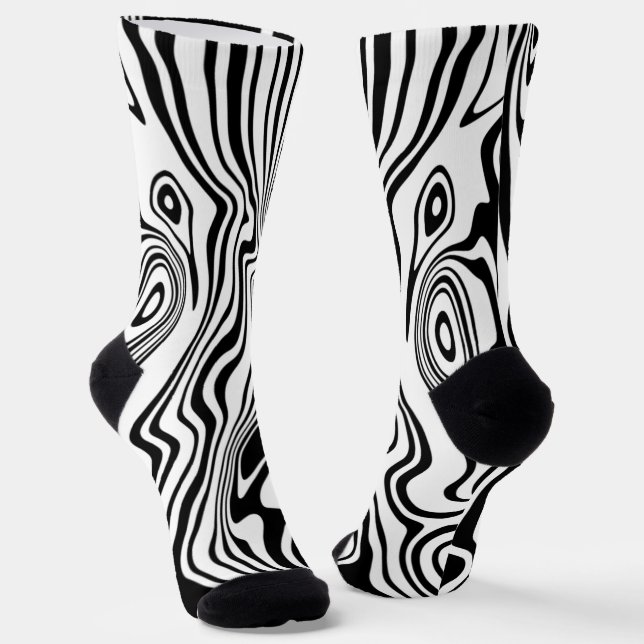 Abstract Black and White Socks - Choose Colour (Angled)