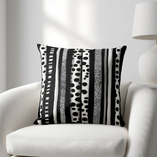 Abstract Black and White Striped Throw Pillow