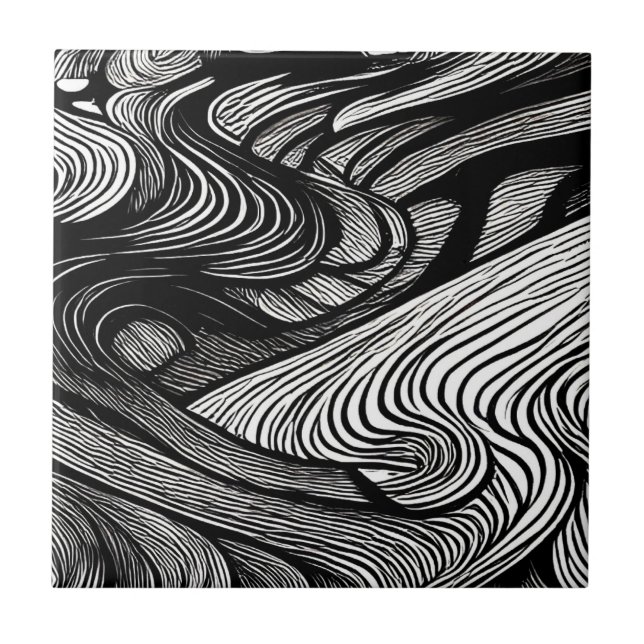 ABSTRACT BLACK AND WHITE    TILE (Front)