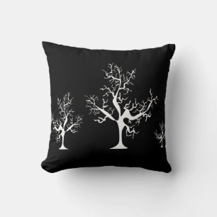 Abstract Black and White Trees Throw Pillow